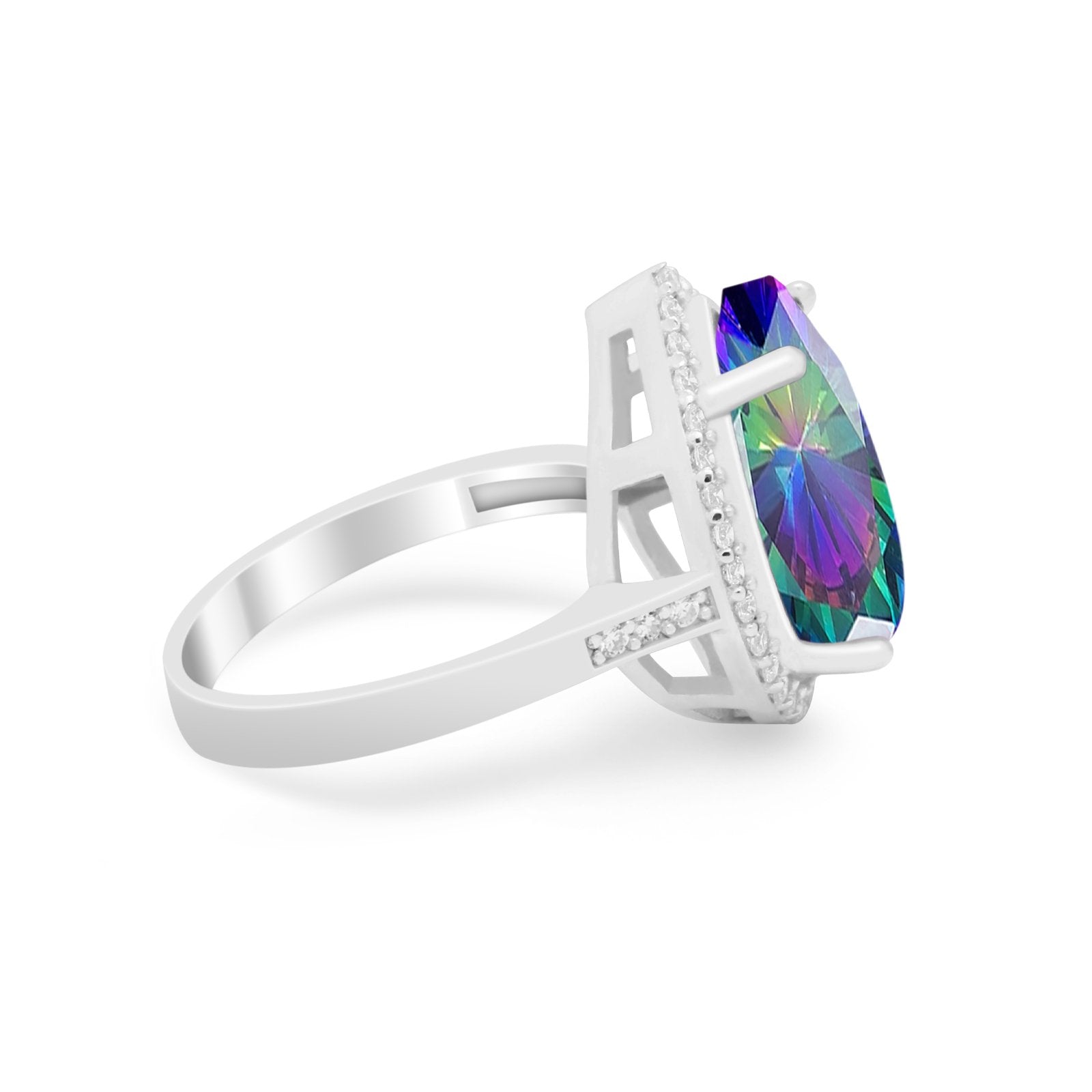 Teardrop Cocktail Engagement Ring Pear Simulated Cubic Zirconia 925 Sterling Silver