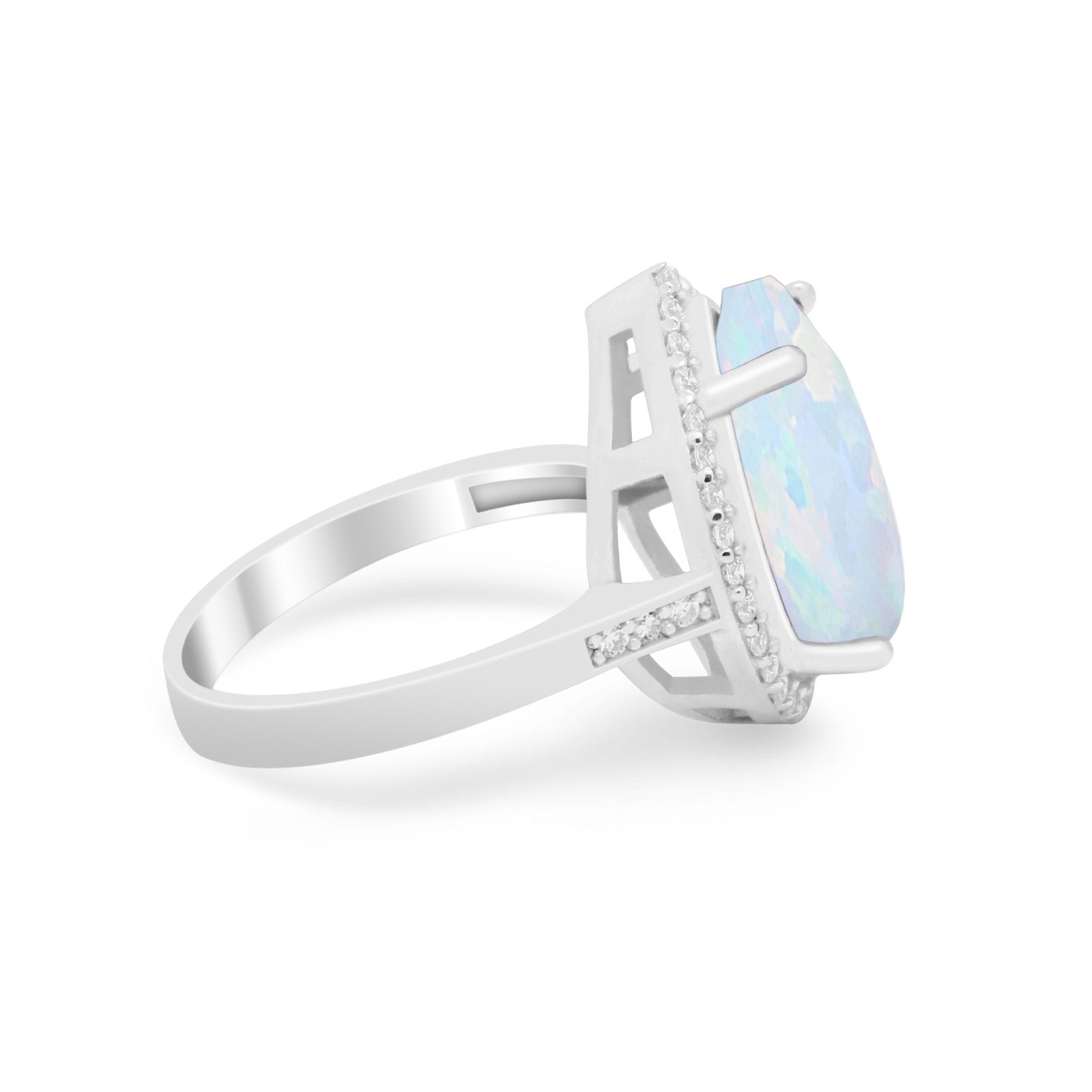 Teardrop Cocktail Engagement Ring Pear Simulated Cubic Zirconia 925 Sterling Silver