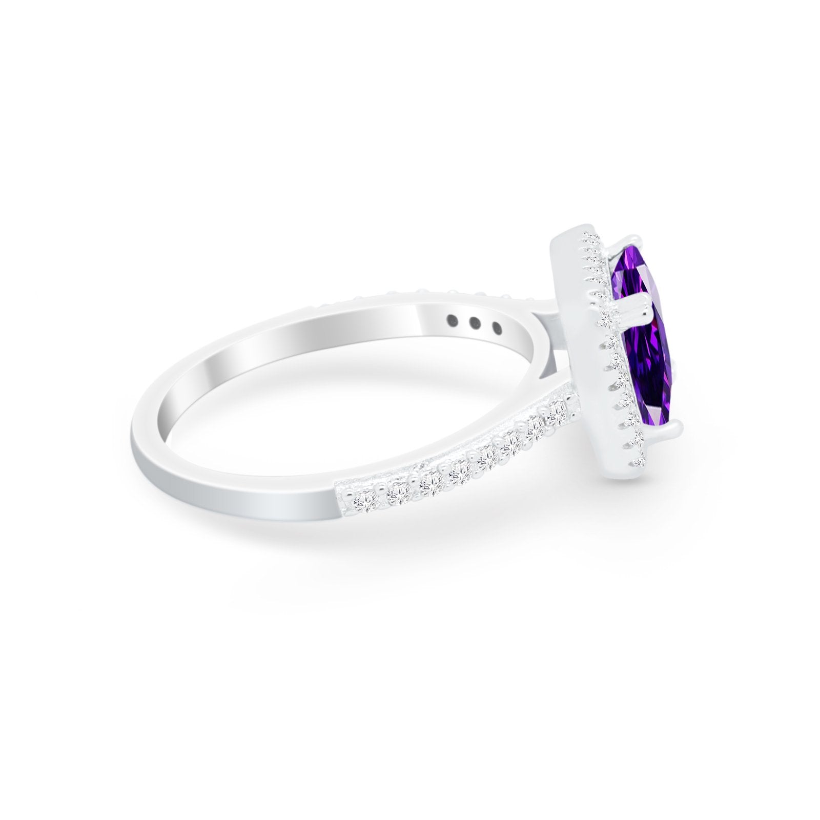 Halo Princess Cut Wedding Ring Simulated Cubic Zirconia 925 Sterling Silver