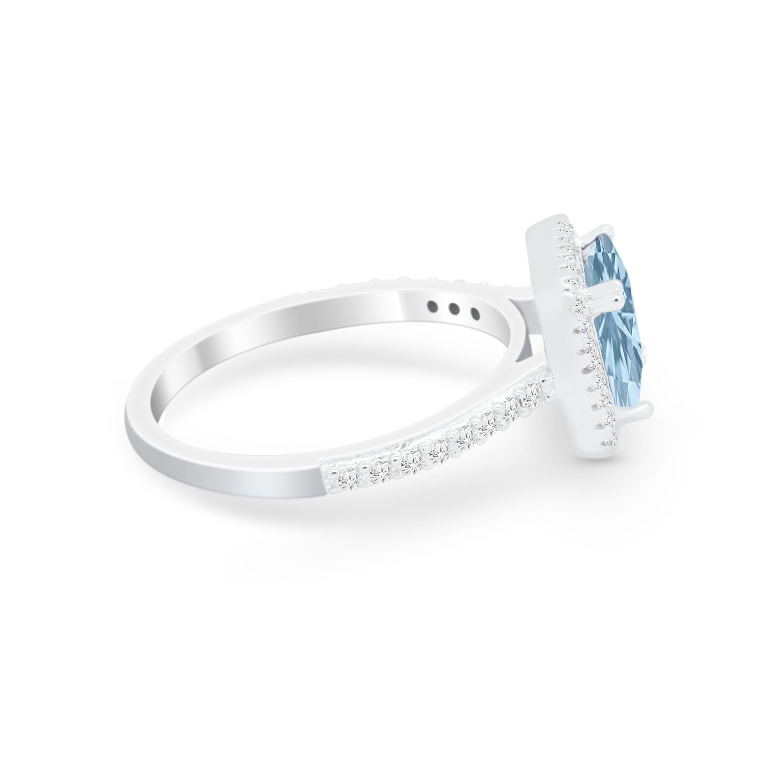 Halo Princess Cut Wedding Ring Simulated Cubic Zirconia 925 Sterling Silver