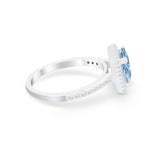 Halo Princess Cut Wedding Ring Simulated Cubic Zirconia 925 Sterling Silver