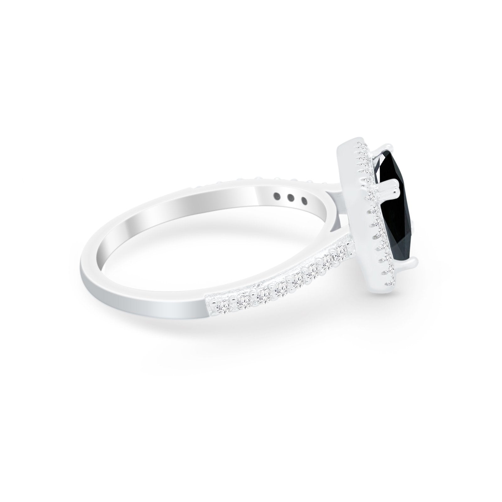 Halo Princess Cut Wedding Ring Simulated Cubic Zirconia 925 Sterling Silver