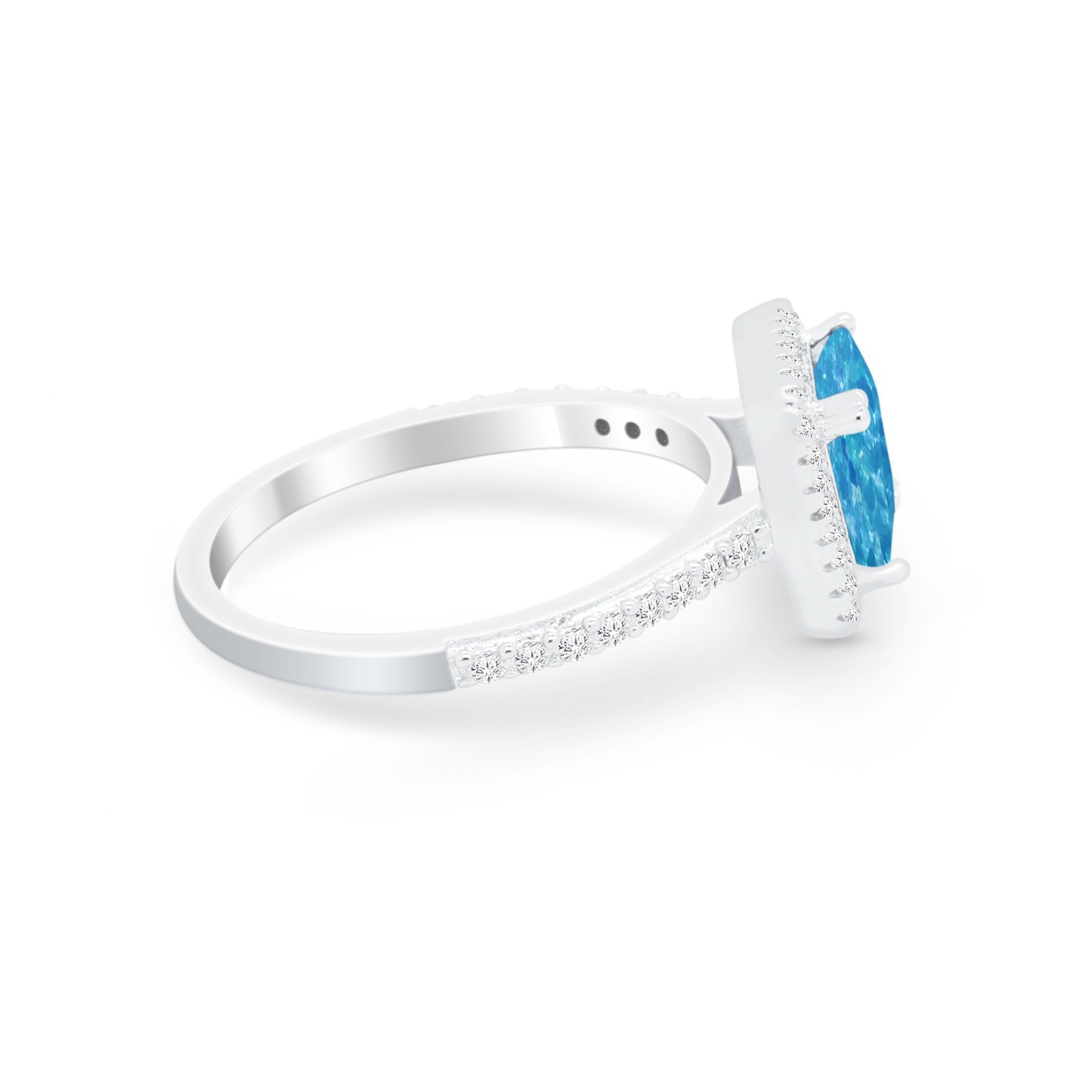 Halo Princess Cut Wedding Ring Simulated Cubic Zirconia 925 Sterling Silver