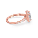 Halo Princess Cut Wedding Ring Simulated Cubic Zirconia 925 Sterling Silver
