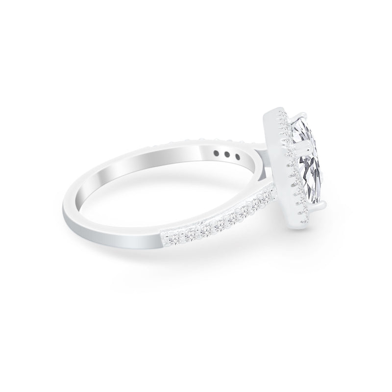 Halo Princess Cut Wedding Ring Simulated Cubic Zirconia 925 Sterling Silver
