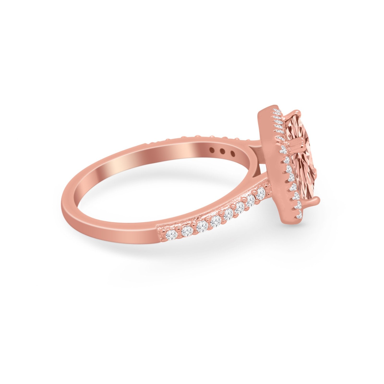 Halo Princess Cut Wedding Ring Simulated Cubic Zirconia 925 Sterling Silver