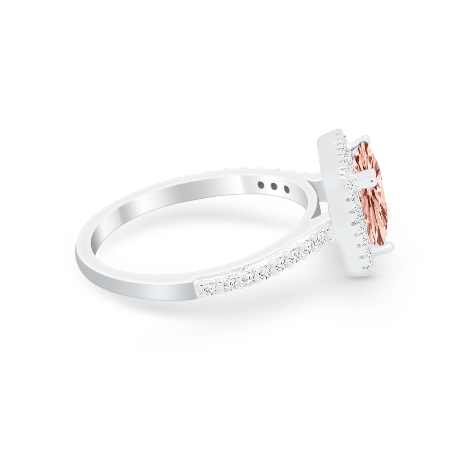 Halo Princess Cut Wedding Ring Simulated Cubic Zirconia 925 Sterling Silver