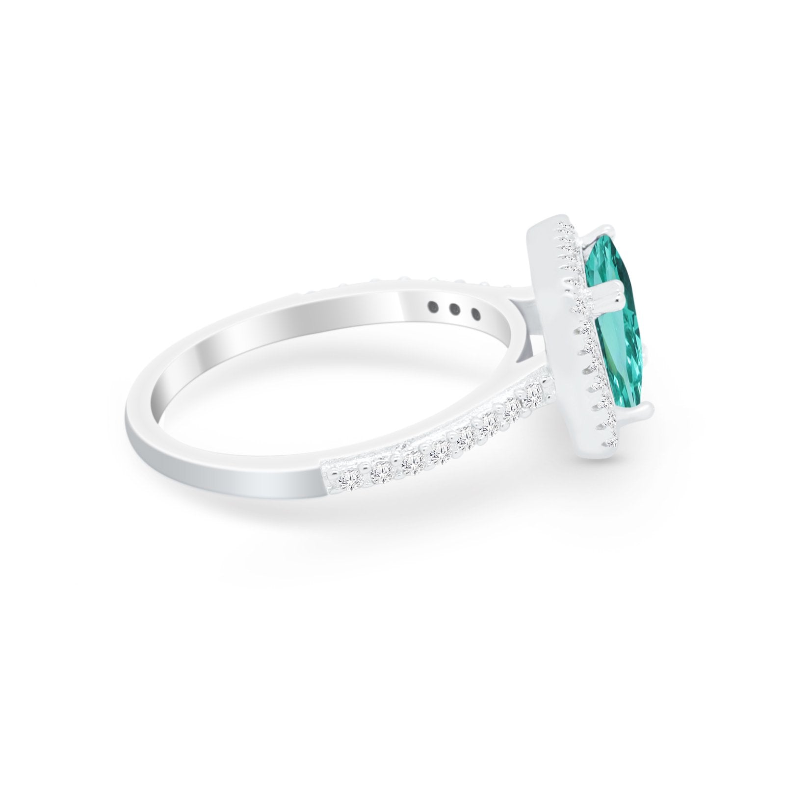 Halo Princess Cut Wedding Ring Simulated Cubic Zirconia 925 Sterling Silver