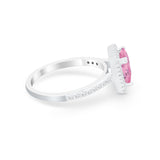 Halo Princess Cut Wedding Ring Simulated Cubic Zirconia 925 Sterling Silver