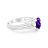 Vintage Style Round Simulated Cubic Zirconia Engagement Ring 925 Sterling Silver