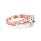 Vintage Style Round Simulated Cubic Zirconia Engagement Ring 925 Sterling Silver