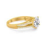Vintage Style Round Simulated Cubic Zirconia Engagement Ring 925 Sterling Silver