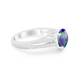 Vintage Style Round Simulated Cubic Zirconia Engagement Ring 925 Sterling Silver