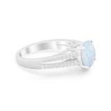 Vintage Style Round Simulated Cubic Zirconia Engagement Ring 925 Sterling Silver