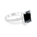 Radiant Cut Shank Simulated Cubic Zirconia 925 Sterling Silver Engagement Ring