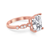 Radiant Cut Shank Simulated Cubic Zirconia 925 Sterling Silver Engagement Ring