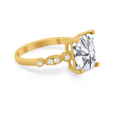 Radiant Cut Shank Simulated Cubic Zirconia 925 Sterling Silver Engagement Ring