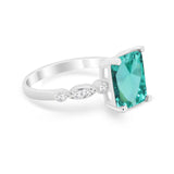 Radiant Cut Shank Simulated Cubic Zirconia 925 Sterling Silver Engagement Ring