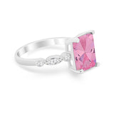 Radiant Cut Shank Simulated Cubic Zirconia 925 Sterling Silver Engagement Ring
