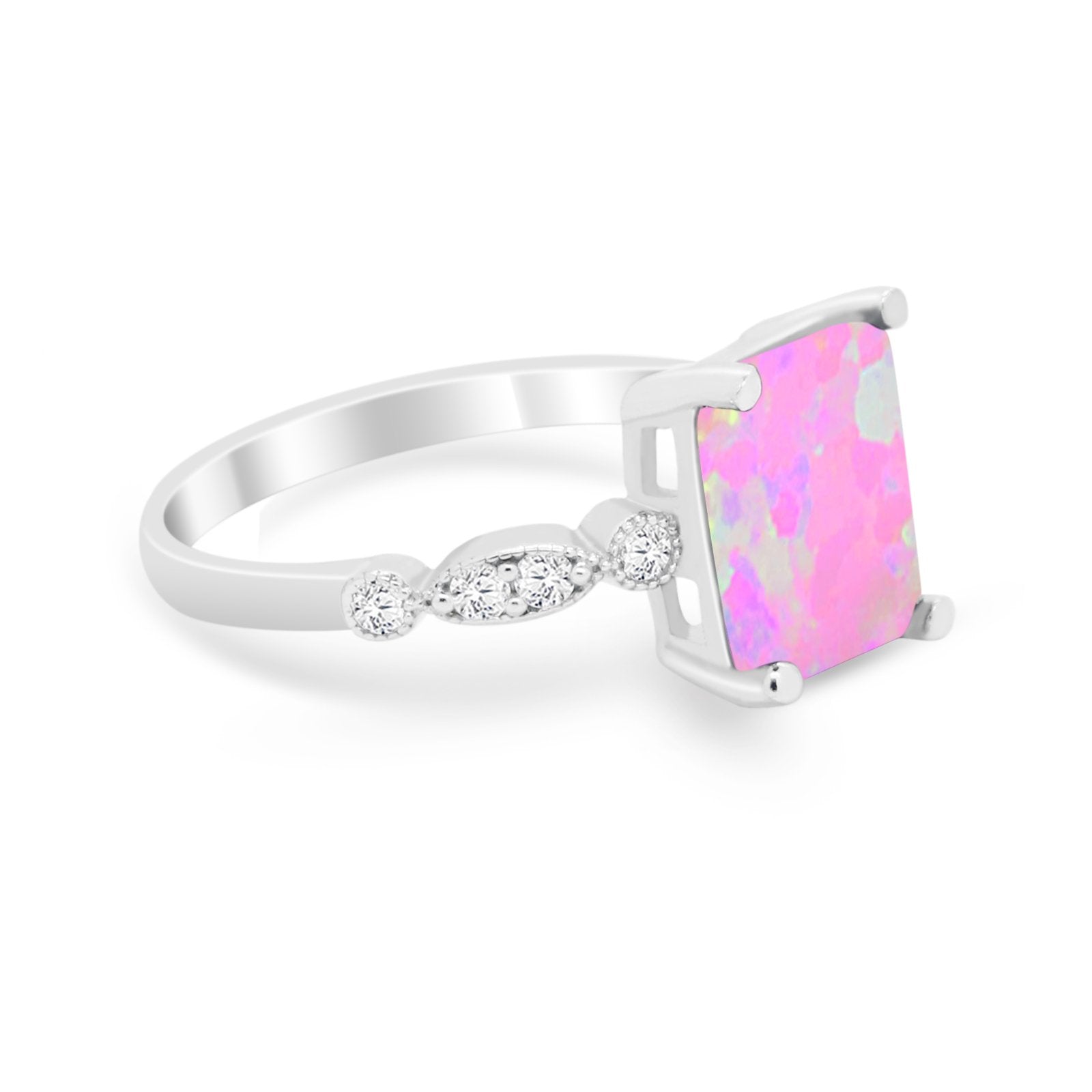 Radiant Cut Shank Simulated Cubic Zirconia 925 Sterling Silver Engagement Ring