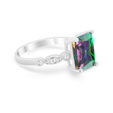 Radiant Cut Shank Simulated Cubic Zirconia 925 Sterling Silver Engagement Ring