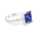 Radiant Cut Shank Simulated Cubic Zirconia 925 Sterling Silver Engagement Ring