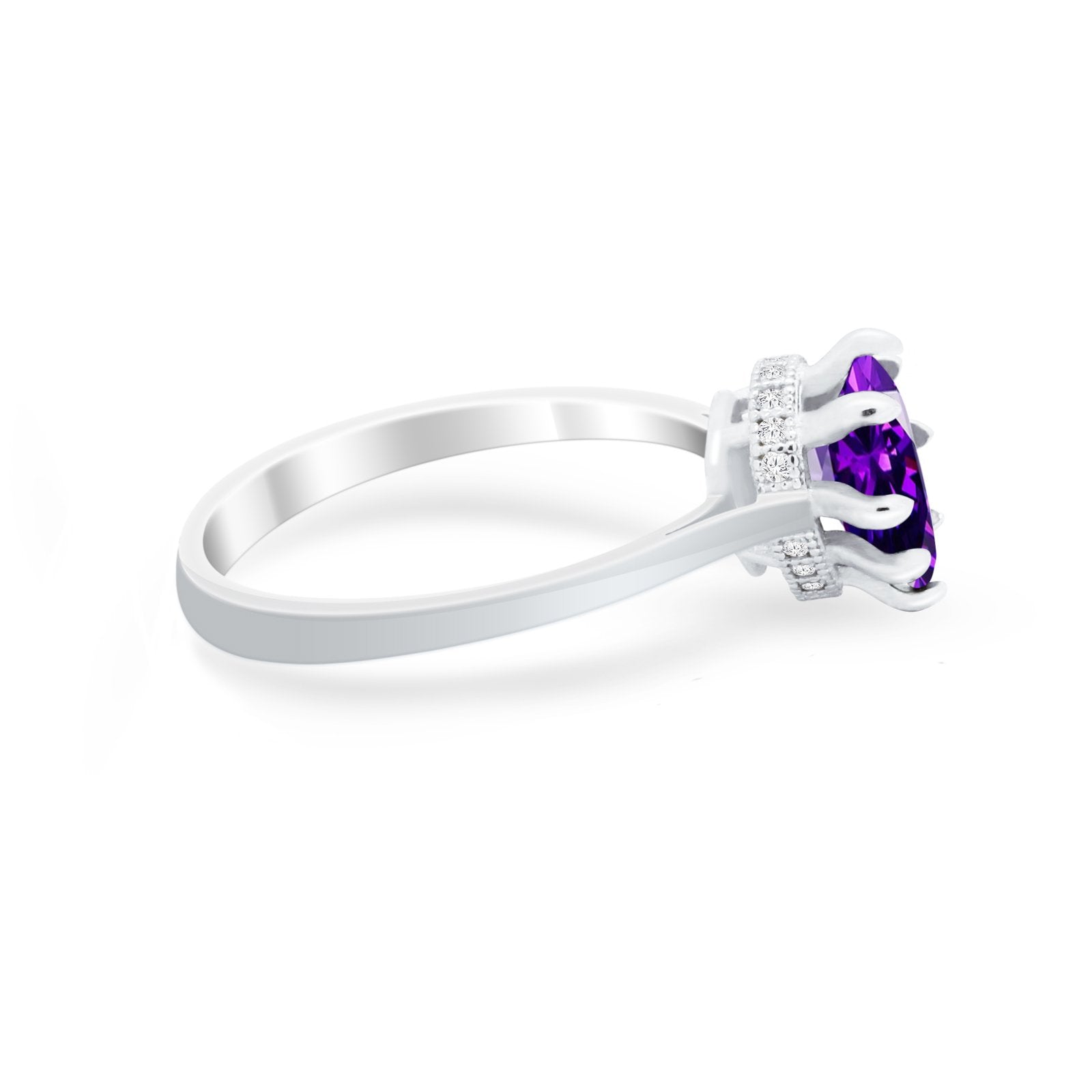 Teardrop Pear Wedding Ring Simulated Cubic Zirconia 925 Sterling Silver