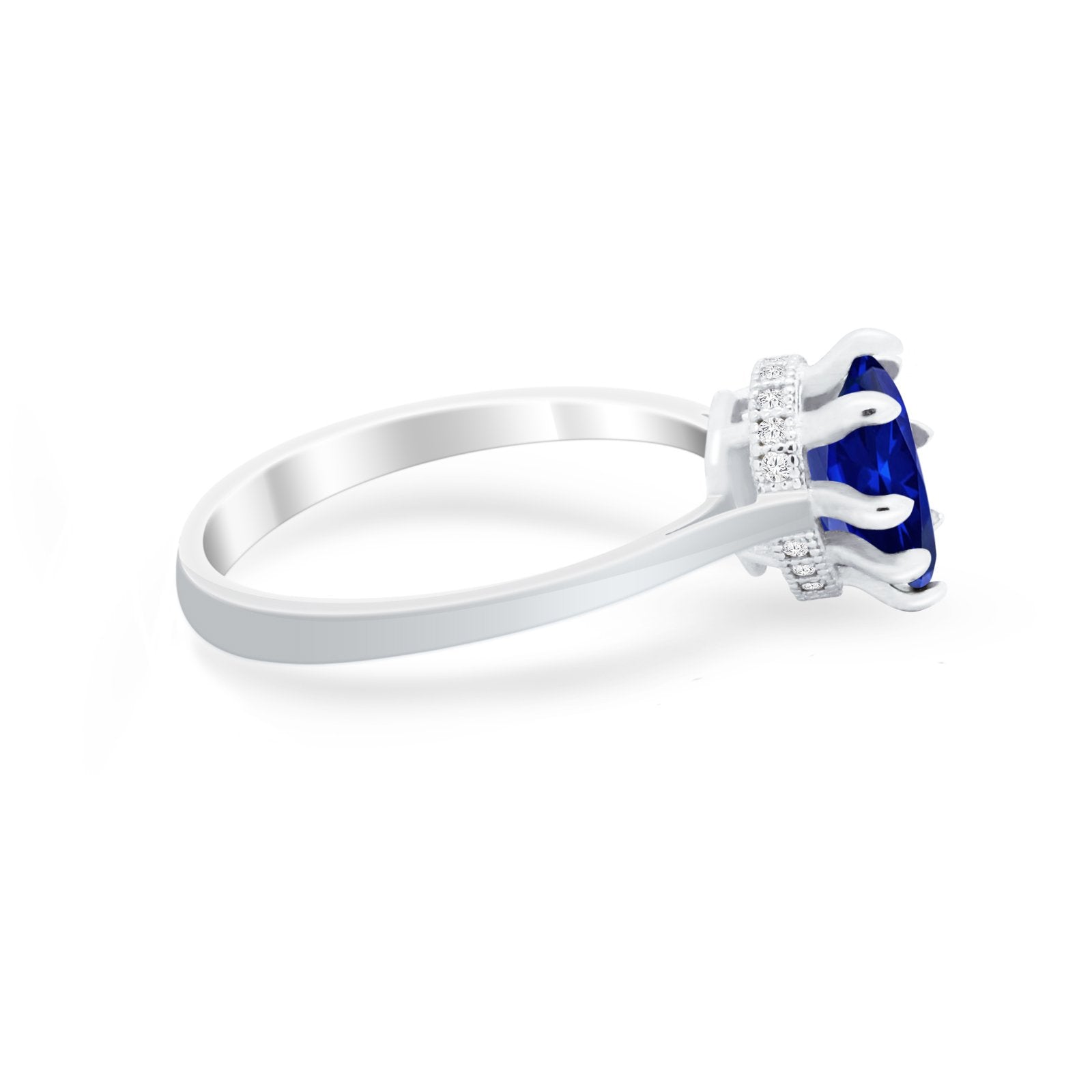 Teardrop Pear Wedding Ring Simulated Cubic Zirconia 925 Sterling Silver