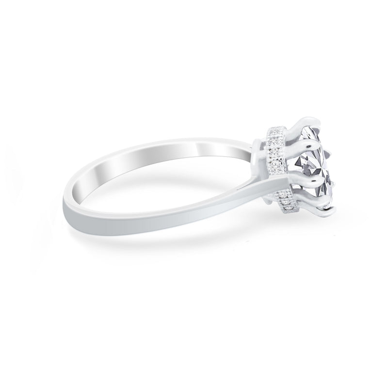 Teardrop Pear Wedding Ring Simulated Cubic Zirconia 925 Sterling Silver