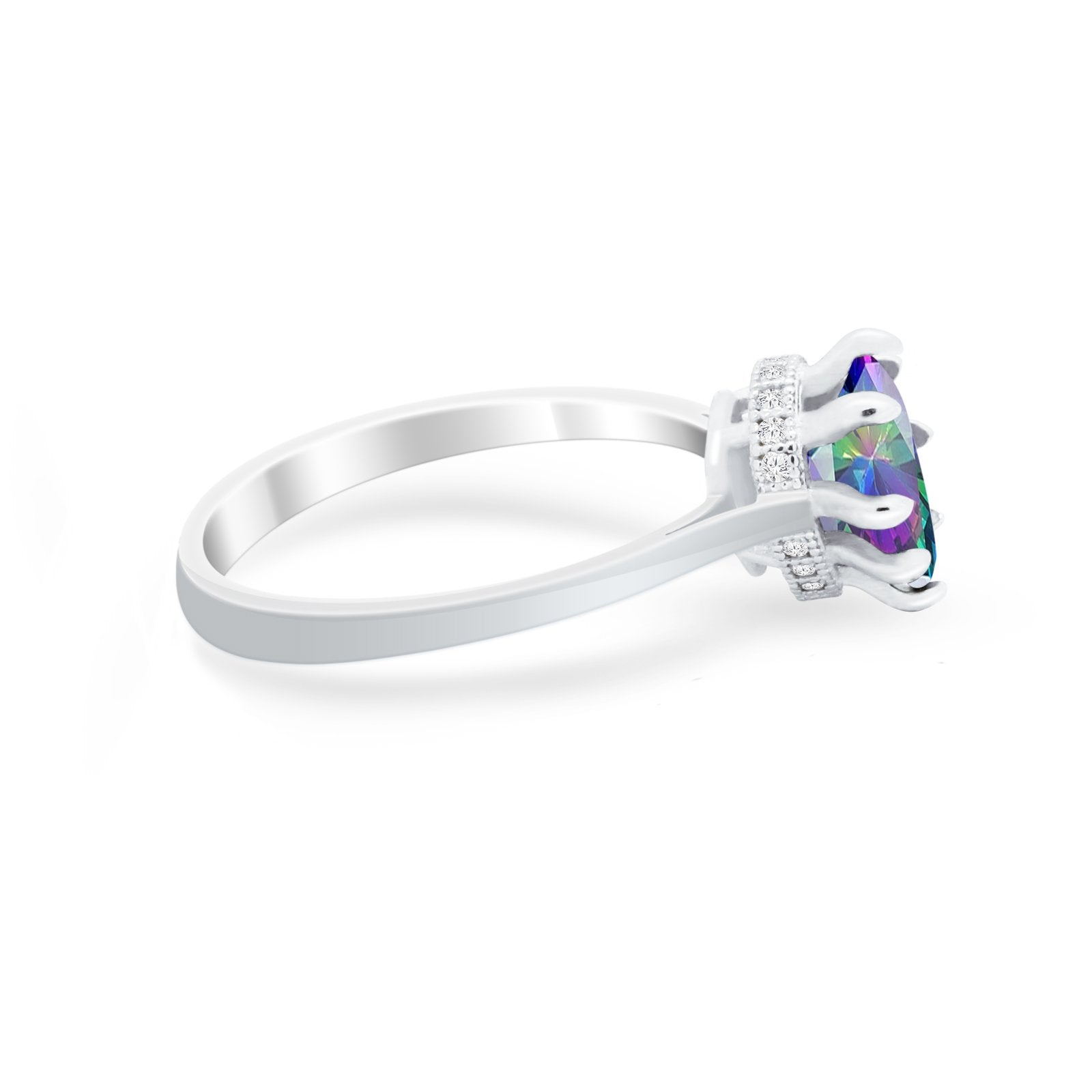 Teardrop Pear Wedding Ring Simulated Cubic Zirconia 925 Sterling Silver