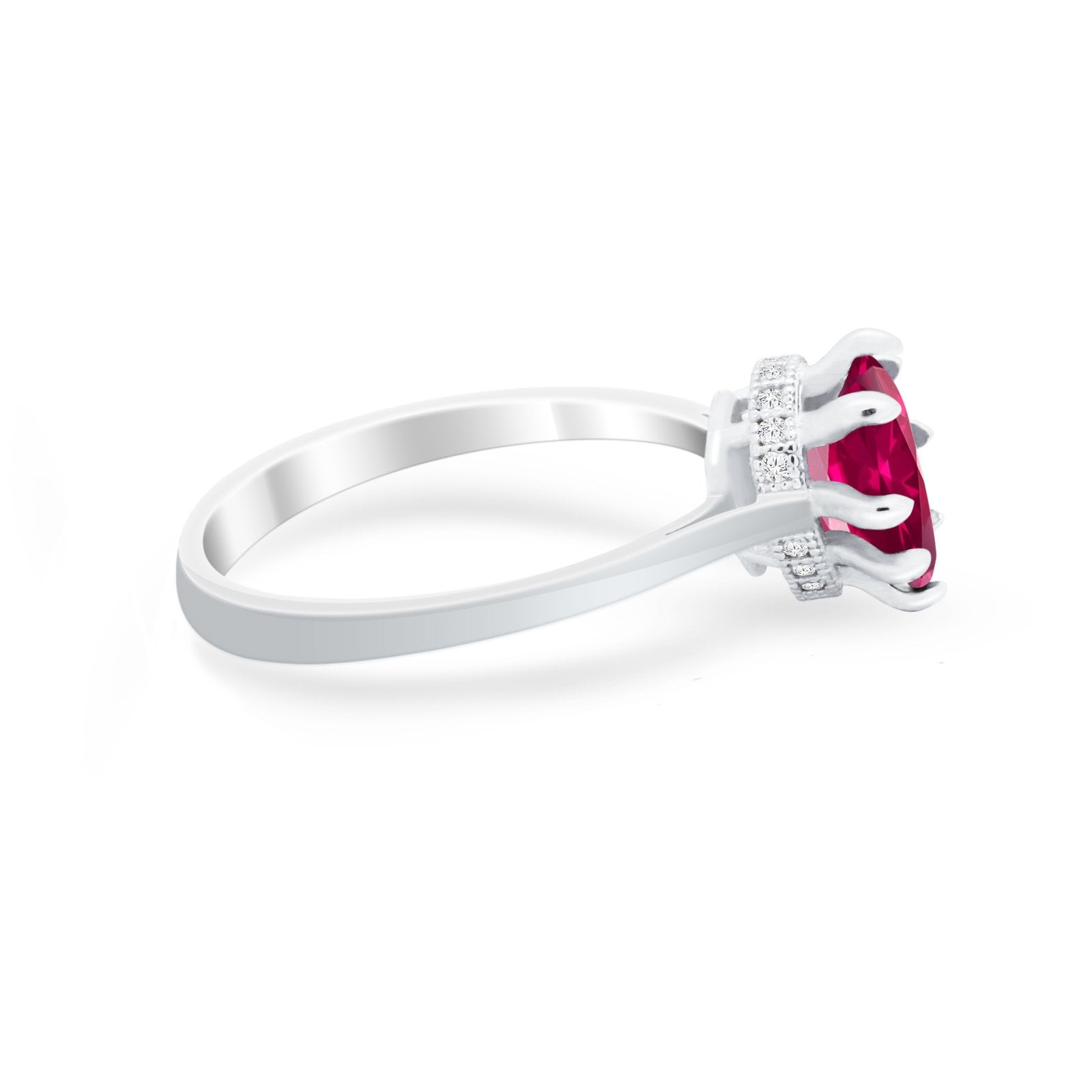 Teardrop Pear Wedding Ring Simulated Cubic Zirconia 925 Sterling Silver