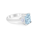 Three Stone Wedding Ring Heart Simulated Cubic Zirconia 925 Sterling Silver BA1058
