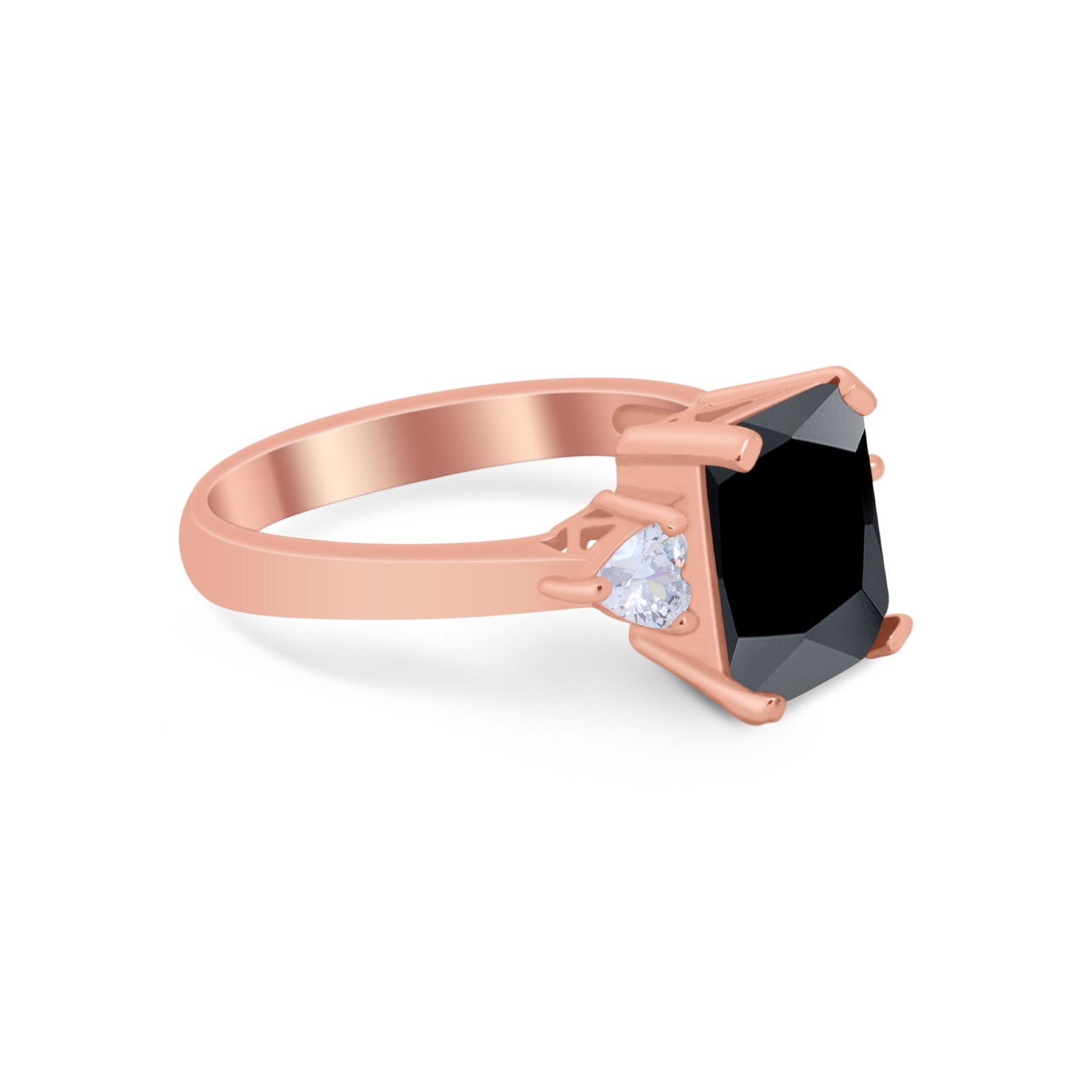 Three Stone Wedding Ring Heart Simulated Cubic Zirconia 925 Sterling Silver BA1058