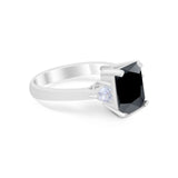 Three Stone Wedding Ring Heart Simulated Cubic Zirconia 925 Sterling Silver BA1058