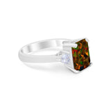 Three Stone Wedding Ring Heart Simulated Cubic Zirconia 925 Sterling Silver BA1058