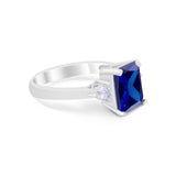 Three Stone Wedding Ring Heart Simulated Cubic Zirconia 925 Sterling Silver BA1058