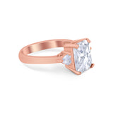 Three Stone Wedding Ring Heart Simulated Cubic Zirconia 925 Sterling Silver BA1058