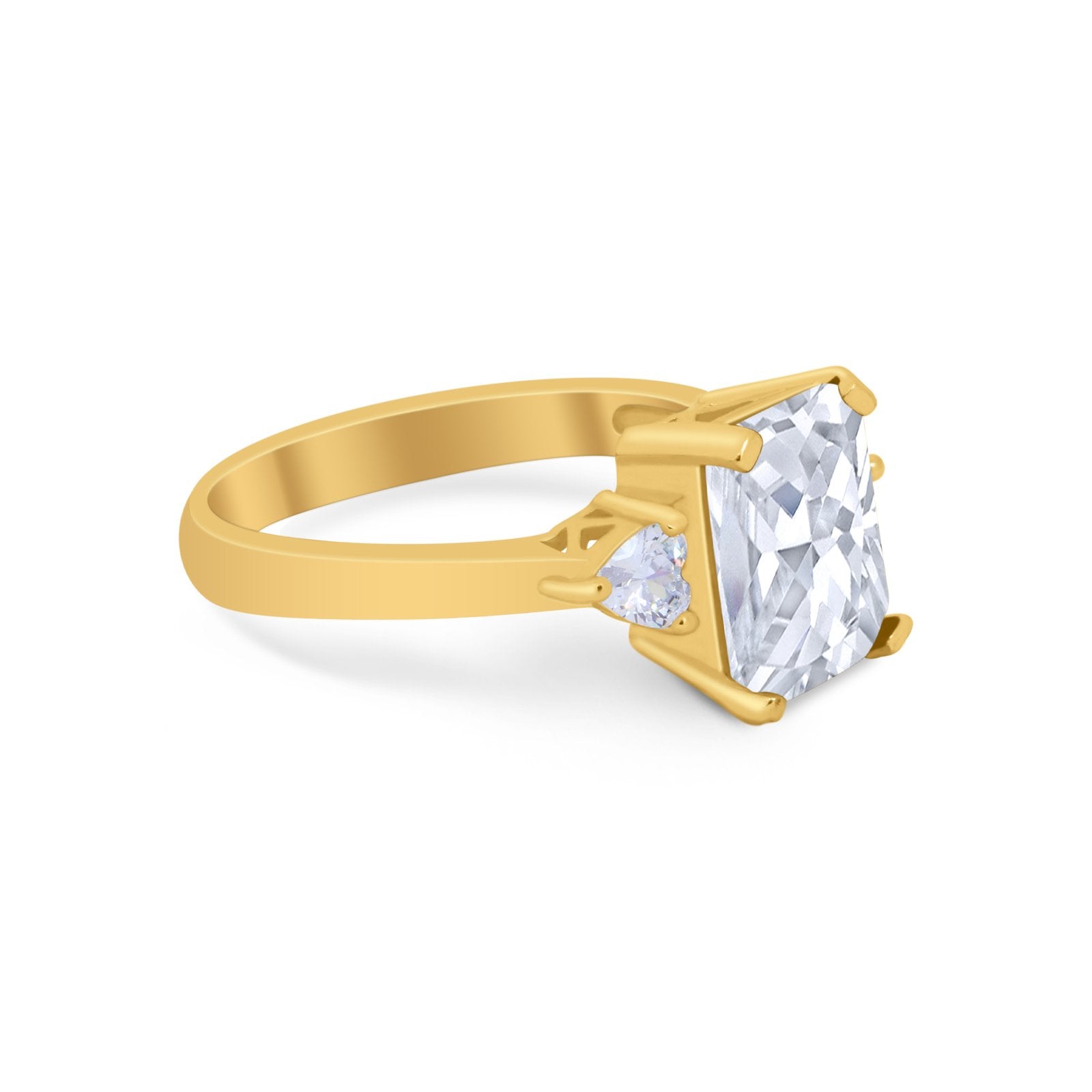 Three Stone Wedding Ring Heart Simulated Cubic Zirconia 925 Sterling Silver BA1058