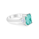 Three Stone Wedding Ring Heart Simulated Cubic Zirconia 925 Sterling Silver BA1058