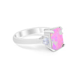 Three Stone Wedding Ring Heart Simulated Cubic Zirconia 925 Sterling Silver BA1058