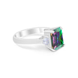Three Stone Wedding Ring Heart Simulated Cubic Zirconia 925 Sterling Silver BA1058