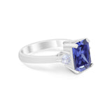 Three Stone Wedding Ring Heart Simulated Cubic Zirconia 925 Sterling Silver BA1058