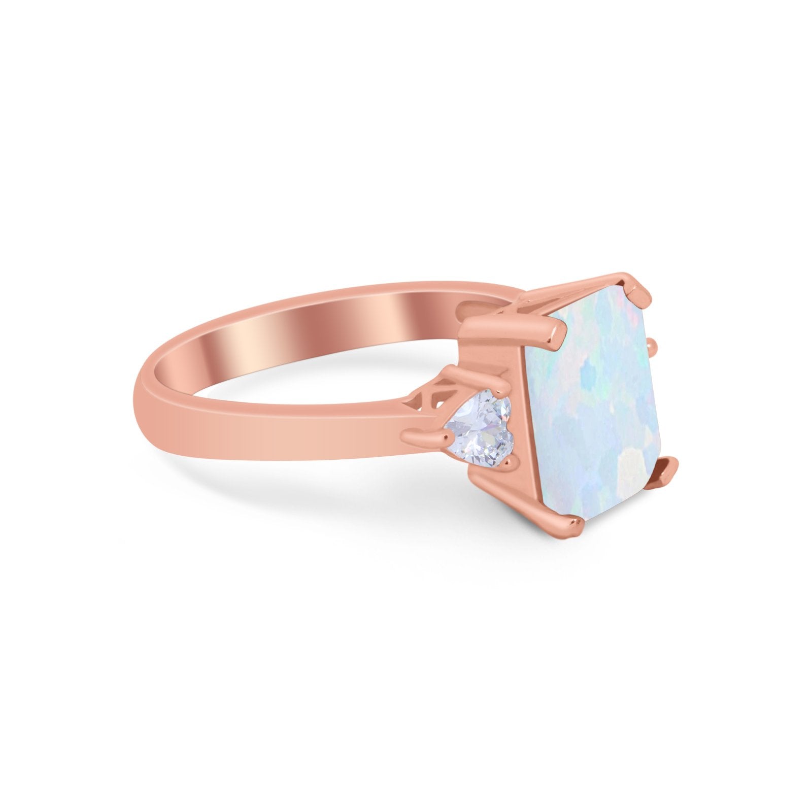 Three Stone Wedding Ring Heart Simulated Cubic Zirconia 925 Sterling Silver BA1058