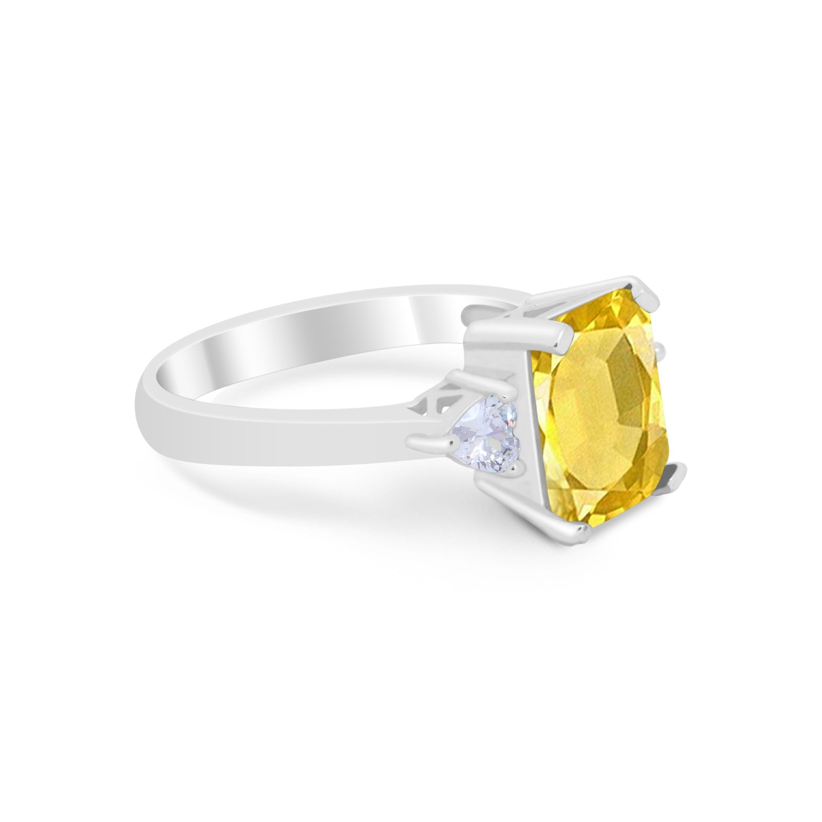 Three Stone Wedding Ring Heart Simulated Cubic Zirconia 925 Sterling Silver BA1058