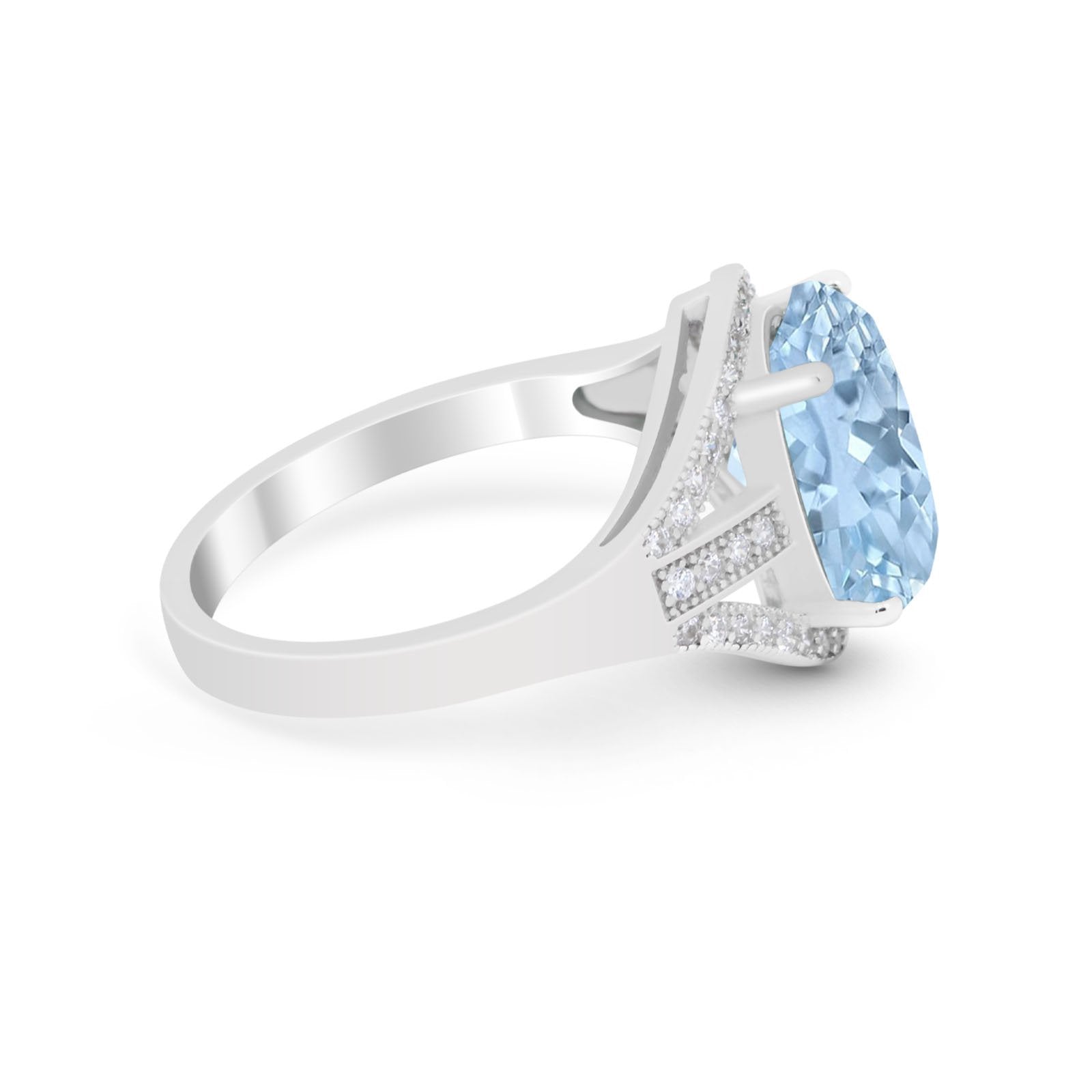 Art Deco Engagement Bridal Ring Simulated Cubic Zirconia 925 Sterling Silver BA1059