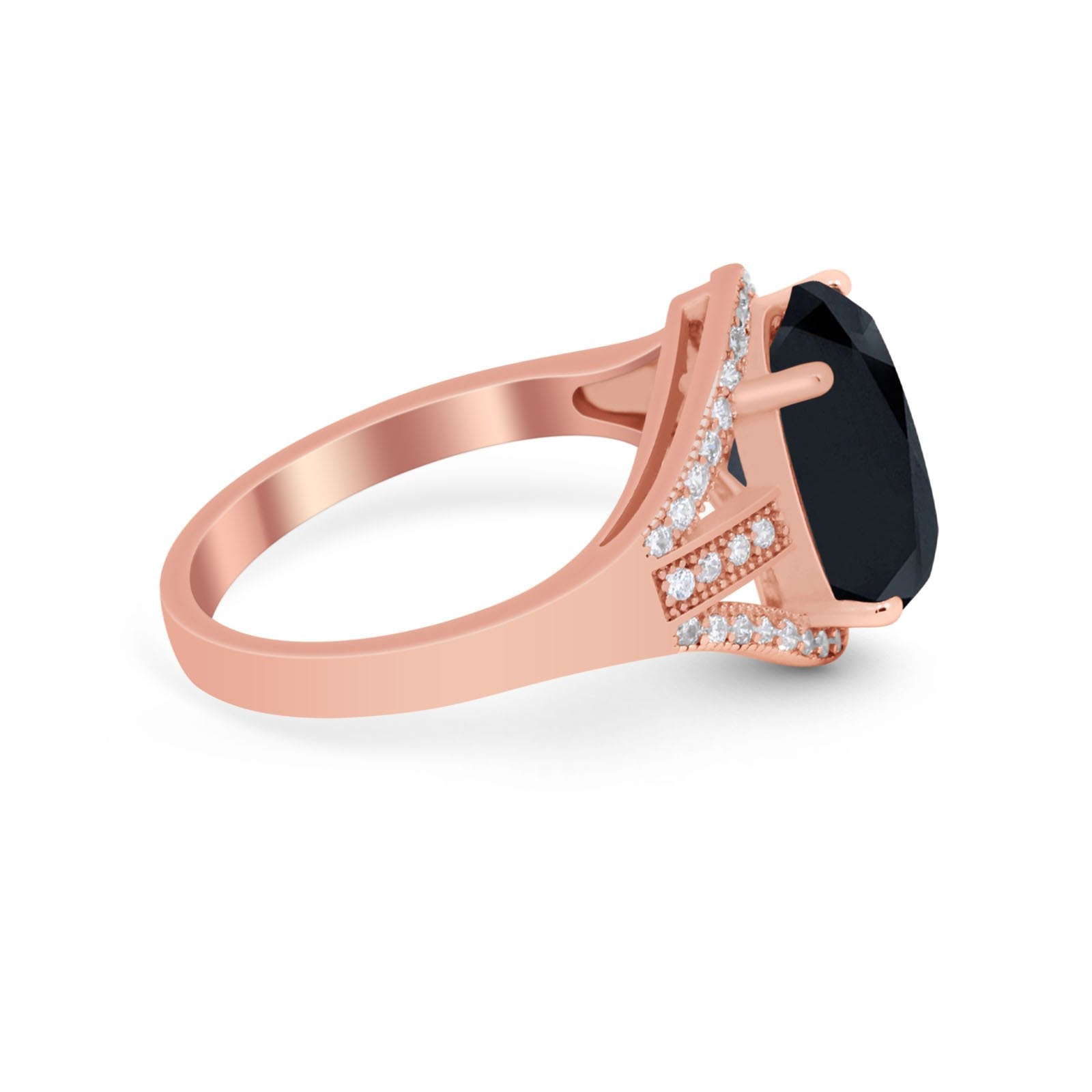 Art Deco Engagement Bridal Ring Simulated Cubic Zirconia 925 Sterling Silver BA1059