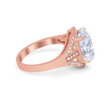 Art Deco Engagement Bridal Ring Simulated Cubic Zirconia 925 Sterling Silver BA1059