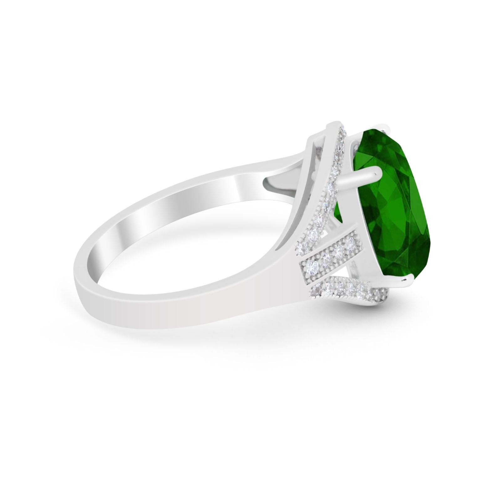 Art Deco Engagement Bridal Ring Simulated Cubic Zirconia 925 Sterling Silver BA1059
