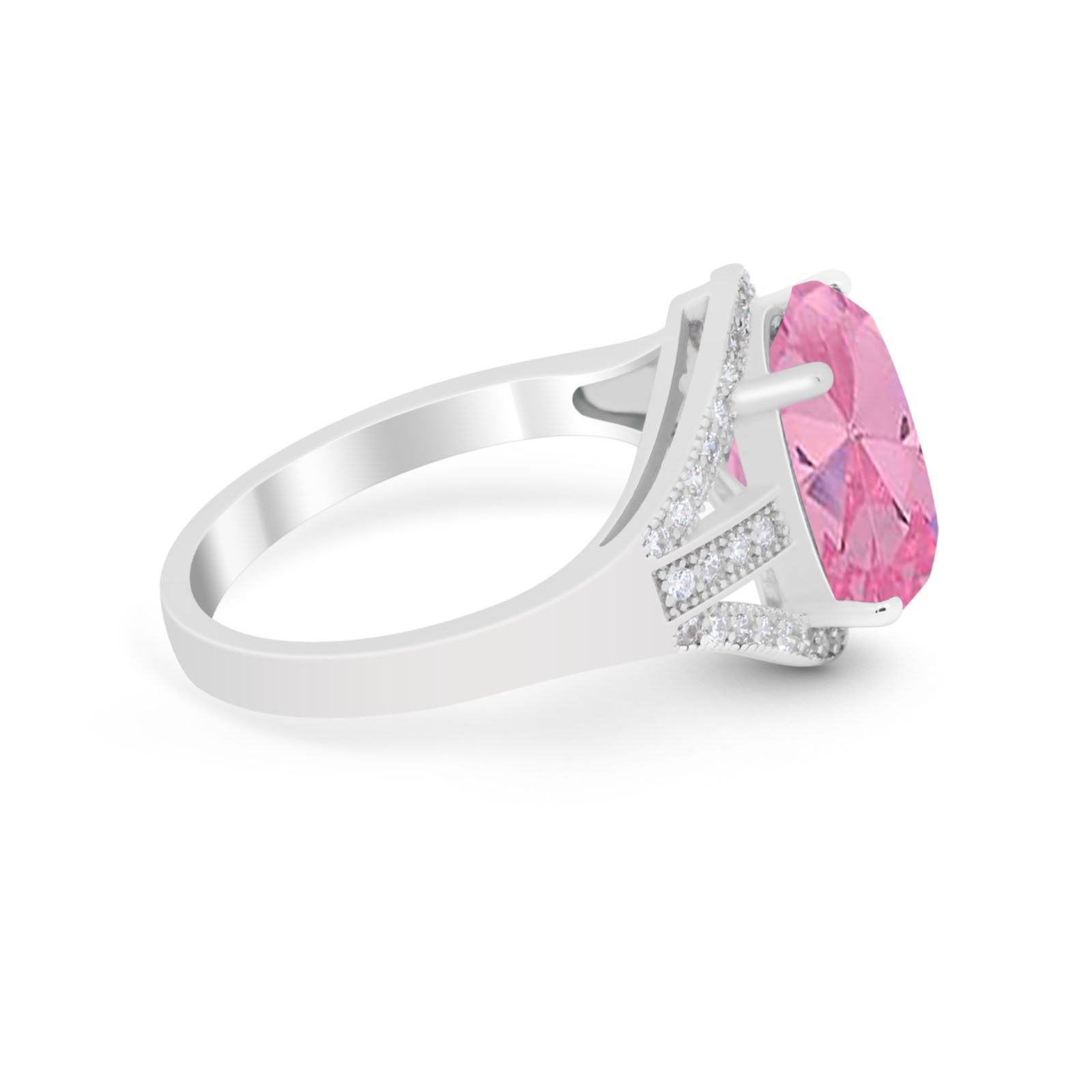 Art Deco Engagement Bridal Ring Simulated Cubic Zirconia 925 Sterling Silver BA1059