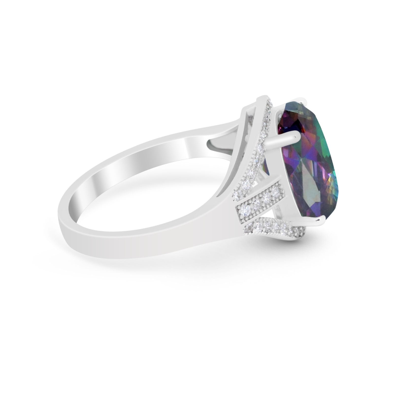 Art Deco Engagement Bridal Ring Simulated Cubic Zirconia 925 Sterling Silver BA1059